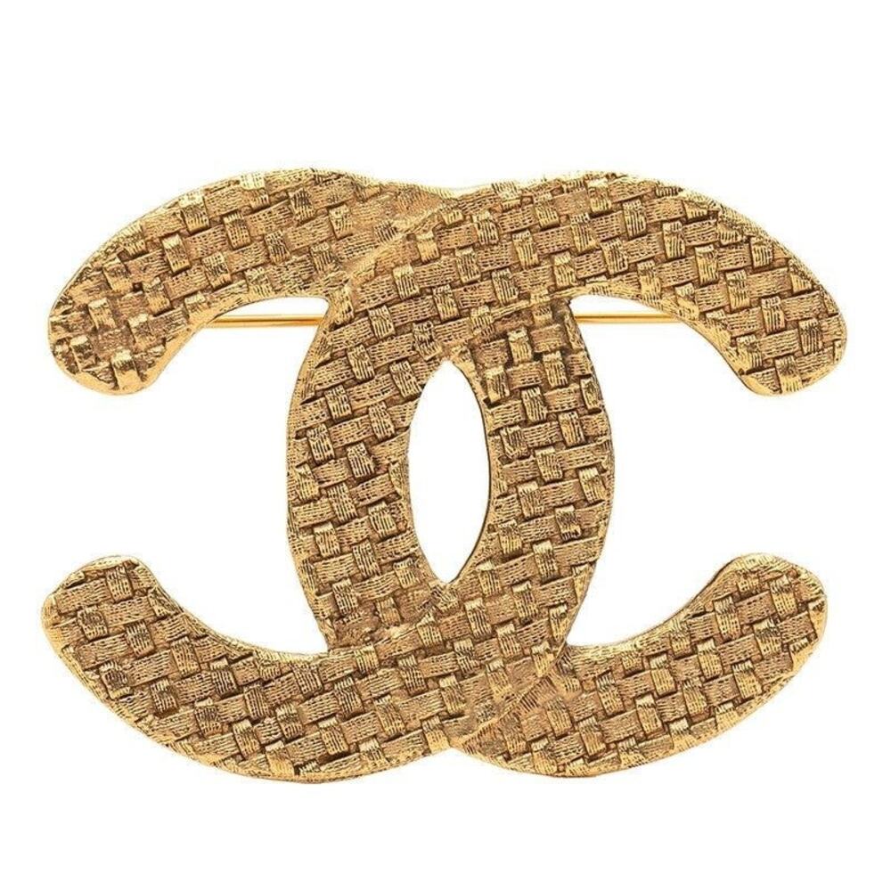 Chanel CC Logo Vintage Brooch Plated Gold